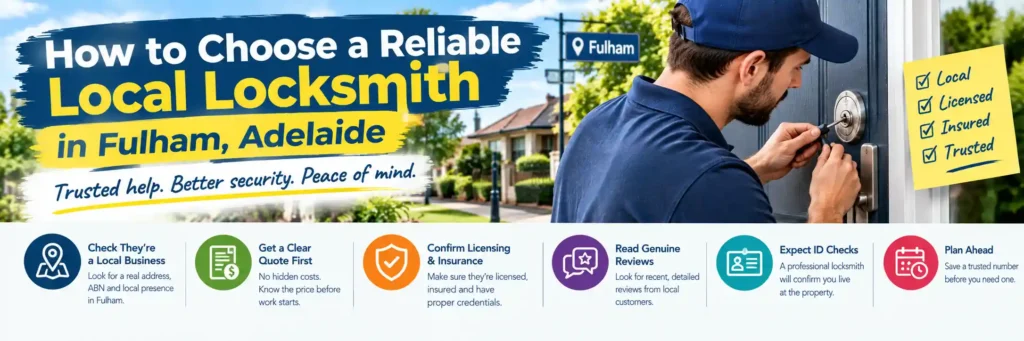 How to choose a reliable local locksmith in Fulham, Adelaide, for home security and lock services.